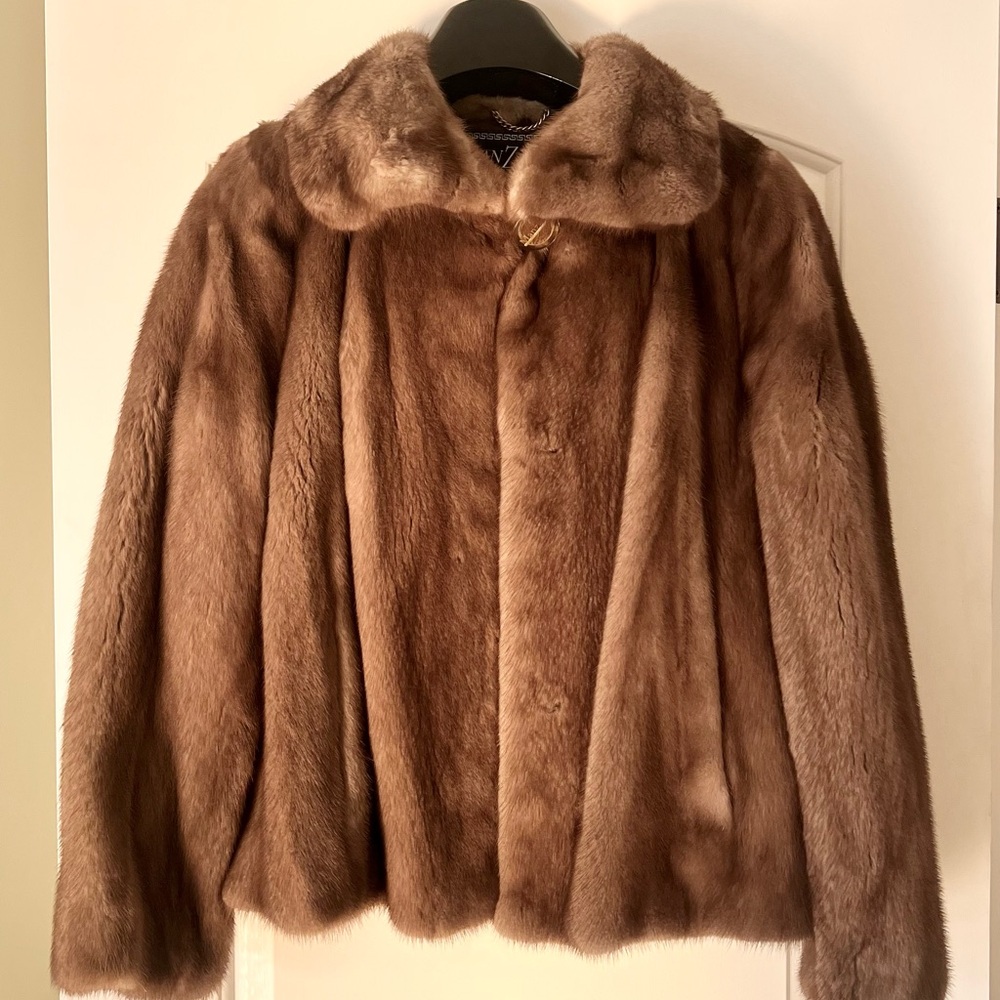 Genuine Mink Fur Coat – Manzari Design, Luxurious Brown, Size M